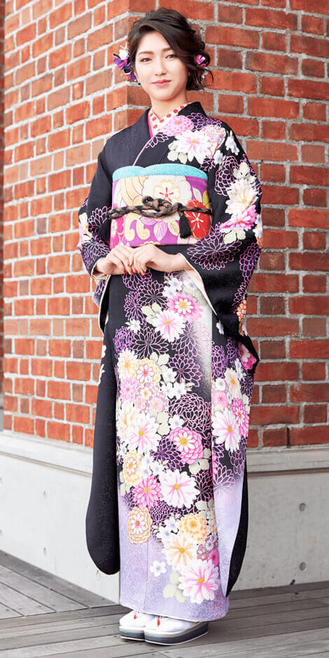 白地に黒に菊[FS0109]