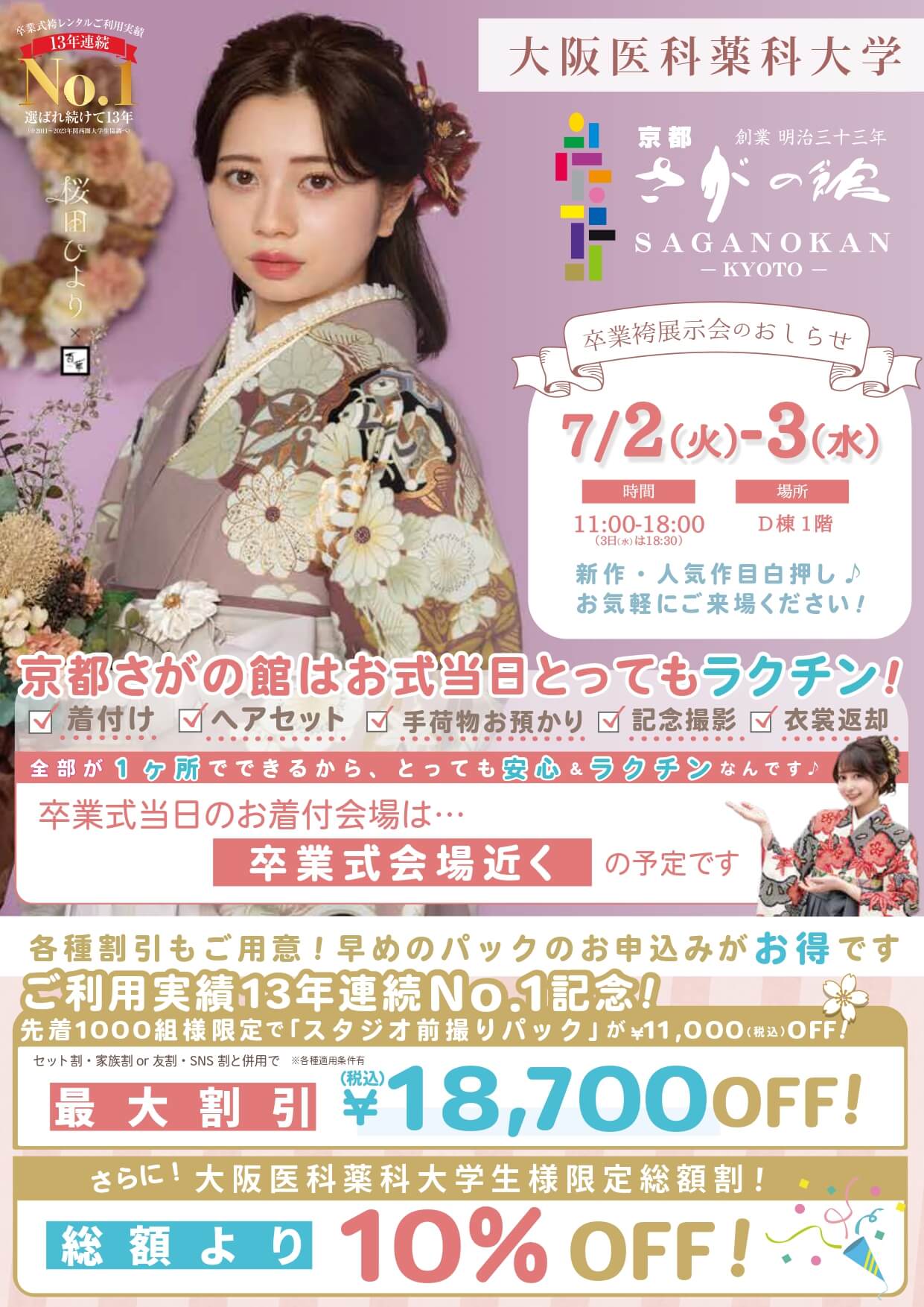 大阪医科薬科大学の卒業式袴レンタル展示会情報