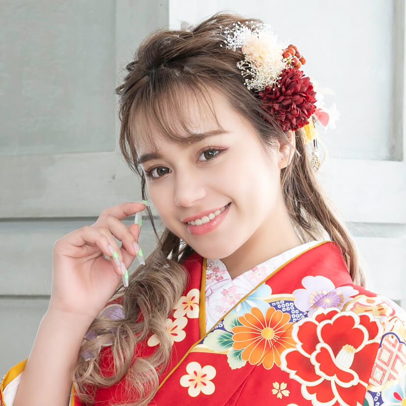 くるりんぱ×ねじり編みハーフアップ