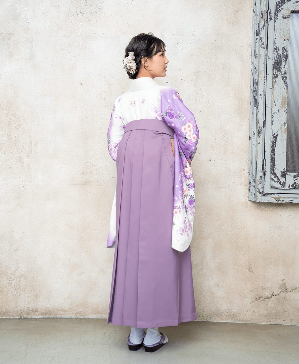 卒業式袴レンタルGS0027-SKP957 紫 白 スモーキーパープル