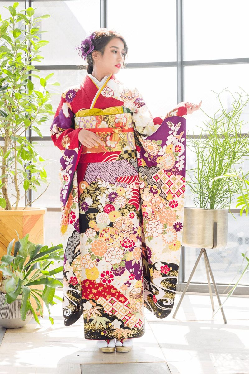 成人式の赤いレンタル振袖