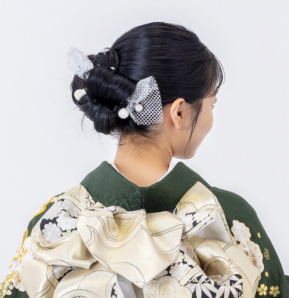 【成人式振袖ヘアアレンジ】アップヘア ヘアスタイル ロングヘア パール髪飾り まとめ髪